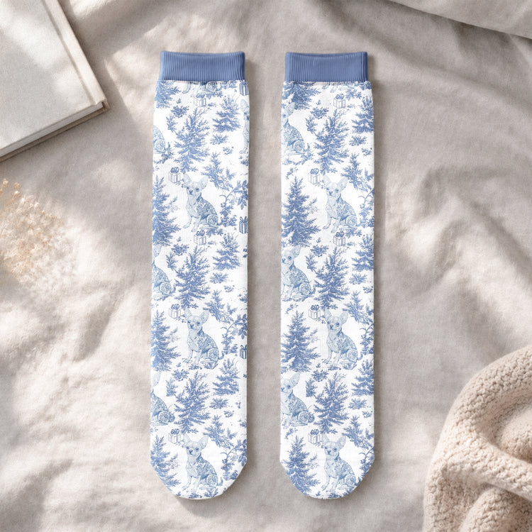 Custom Dog Breeds Toile De Jouy Christmas Gift For Dog Mom, Dog Dad - Personalized Socks 5