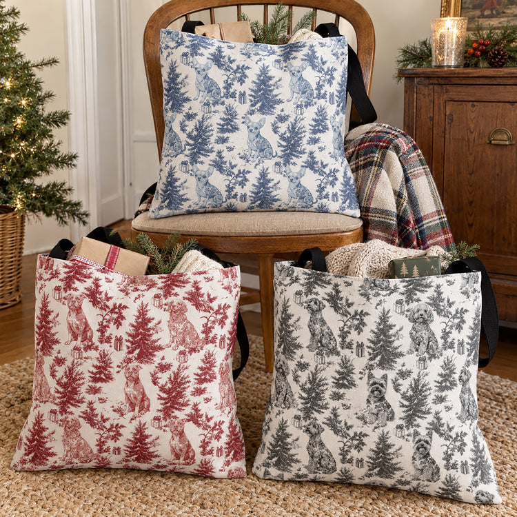 Custom Dog Breeds Toile De Jouy Christmas Gift For Dog Mom - Personalized Tote Bag 1