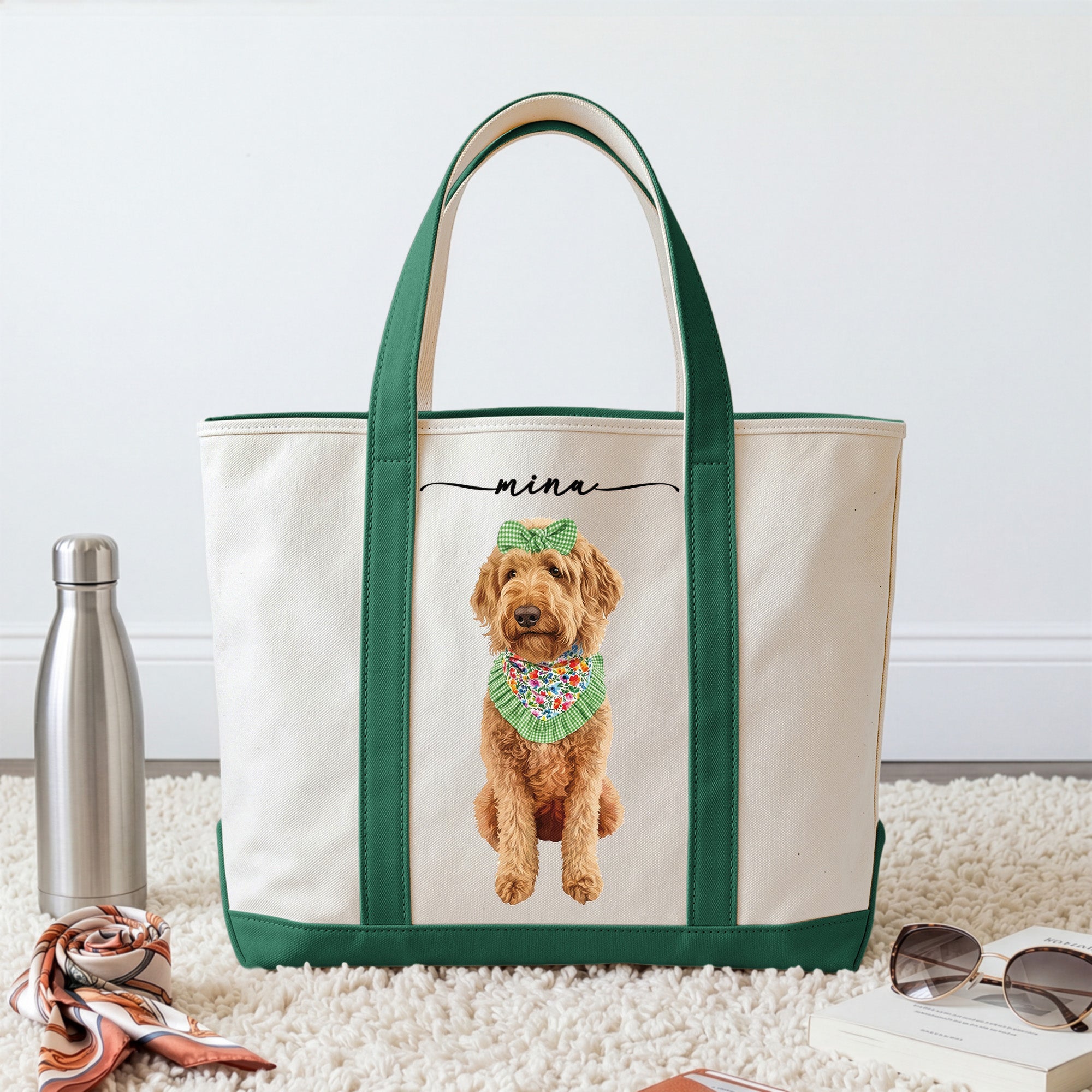 Custom Dog Cat Portrait - Turn Pet Photo Into Art - Retro Frame - Personalized Tote Bag 3