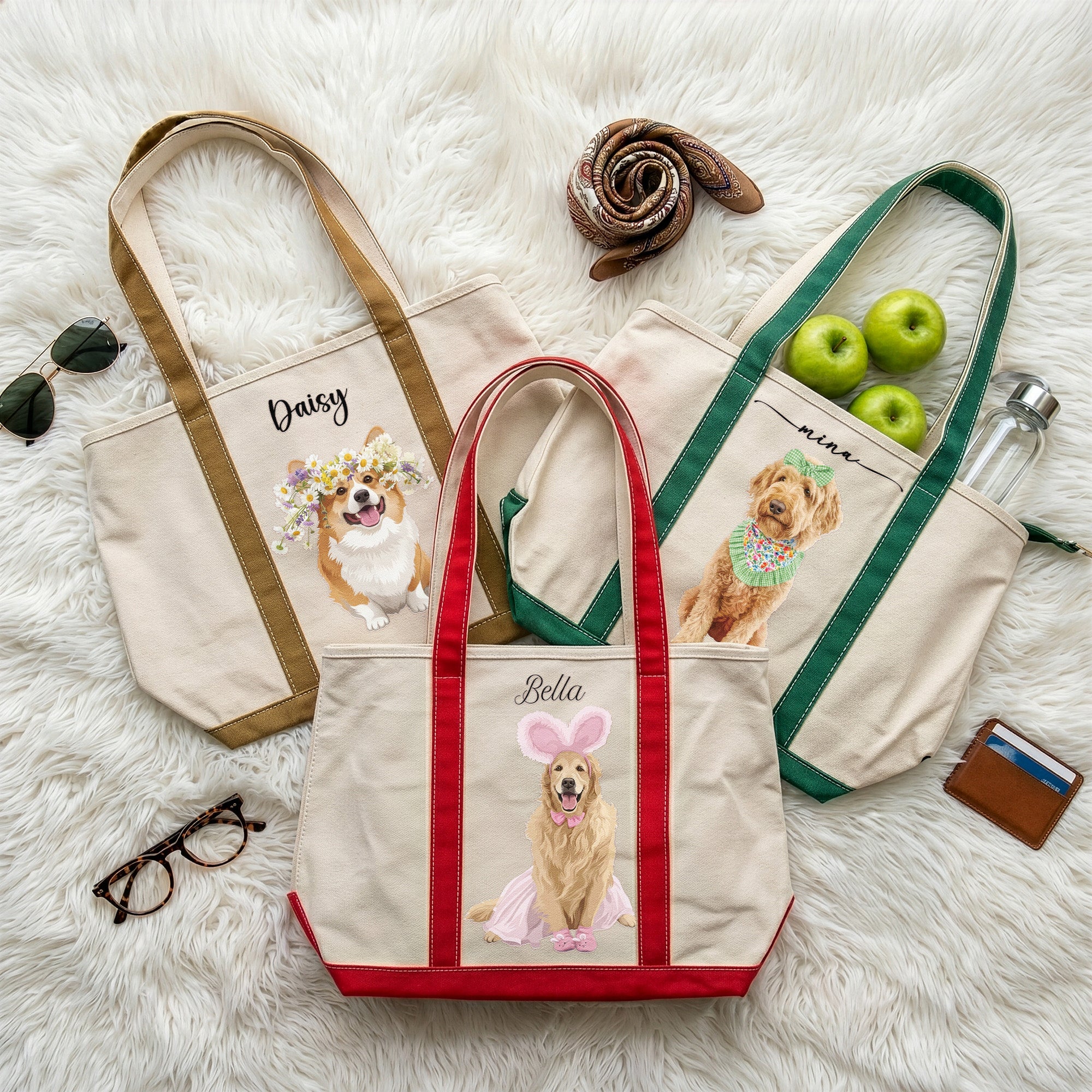 Custom Dog Cat Portrait - Turn Pet Photo Into Art - Retro Frame - Personalized Tote Bag 5