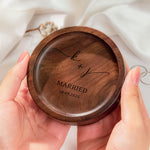 Custom Engraved Walnut Ring Tray Engagement Wedding Gifts For Couple - Personalized Jewelry Dish 5