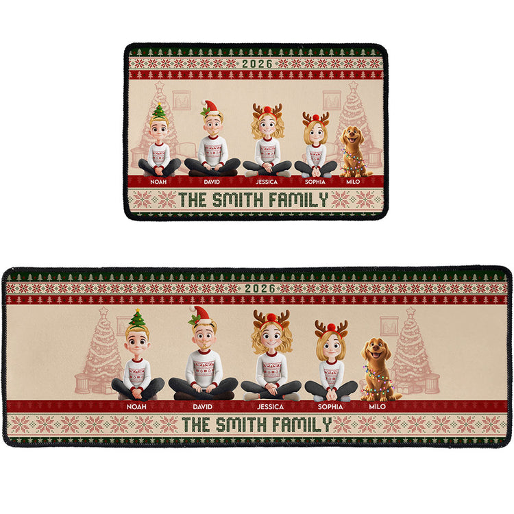 Custom Family Christmas Rug For Entryway - Personalized Runner Rug 2