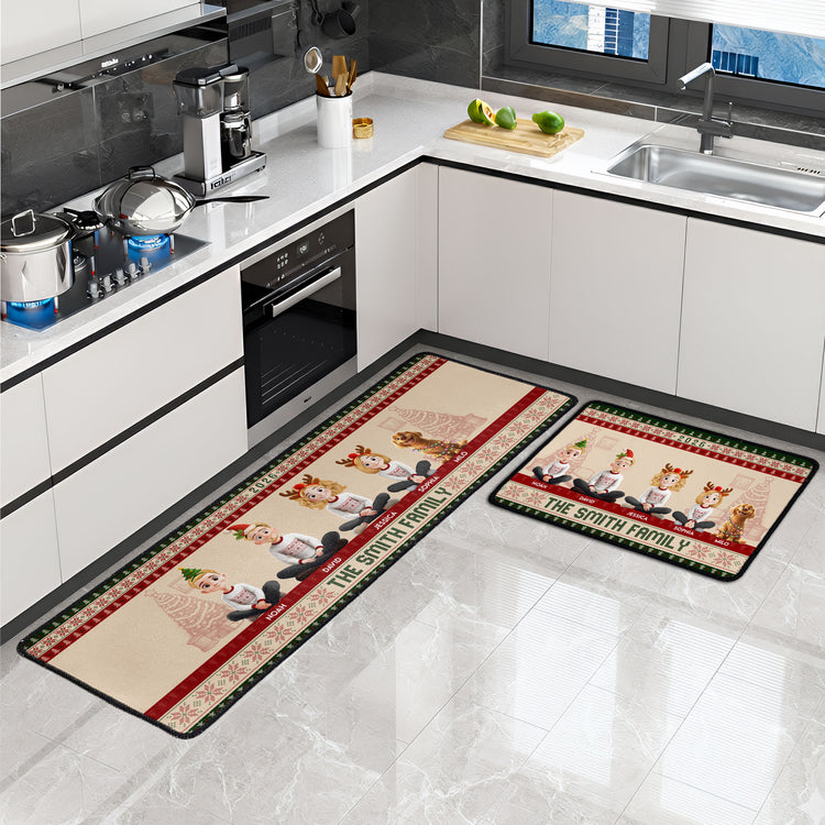 Custom Family Christmas Rug For Entryway - Personalized Runner Rug 3