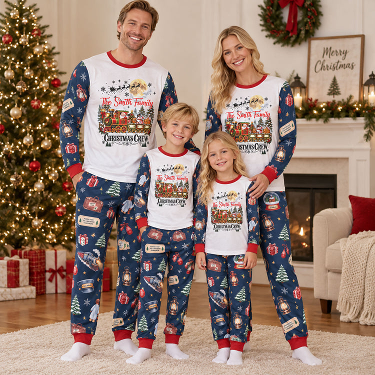 Custom Family Christmas Sleepwear Polar Express, Family Matching Pjs Set - Personalized Pajamas 1