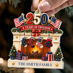 Custom Family Name 250 Years Of Freedom Chrismtas Tree Decor - Personalized Ornament 2