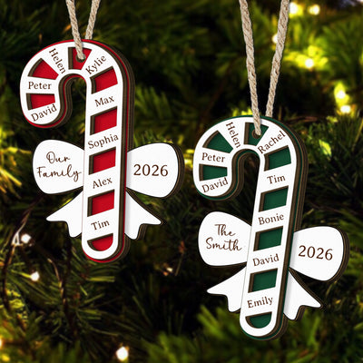 Custom Family Name Candy Cane - Christmas Gifts - Personalized Ornament