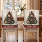 Custom Family Name Christmas Tree - Personalized Chair Back Cover 2
