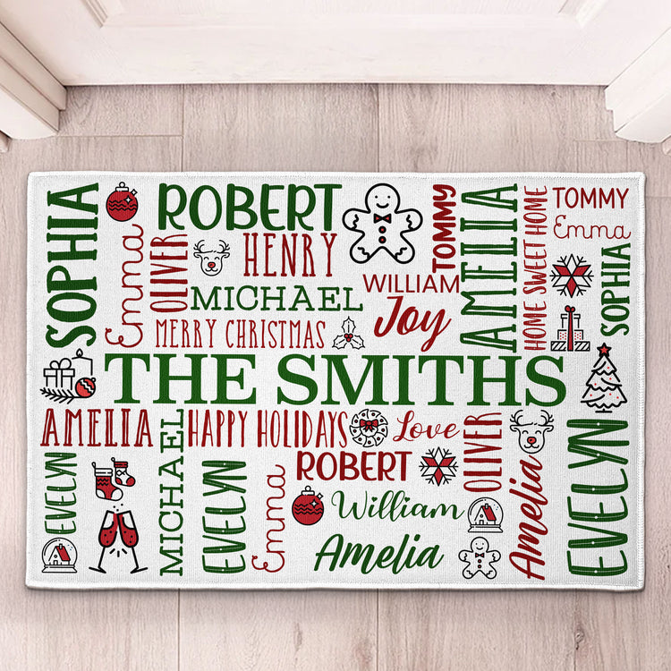 Custom Family Name Merry Christmas Home Sweet Home - Personalized Doormat 2
