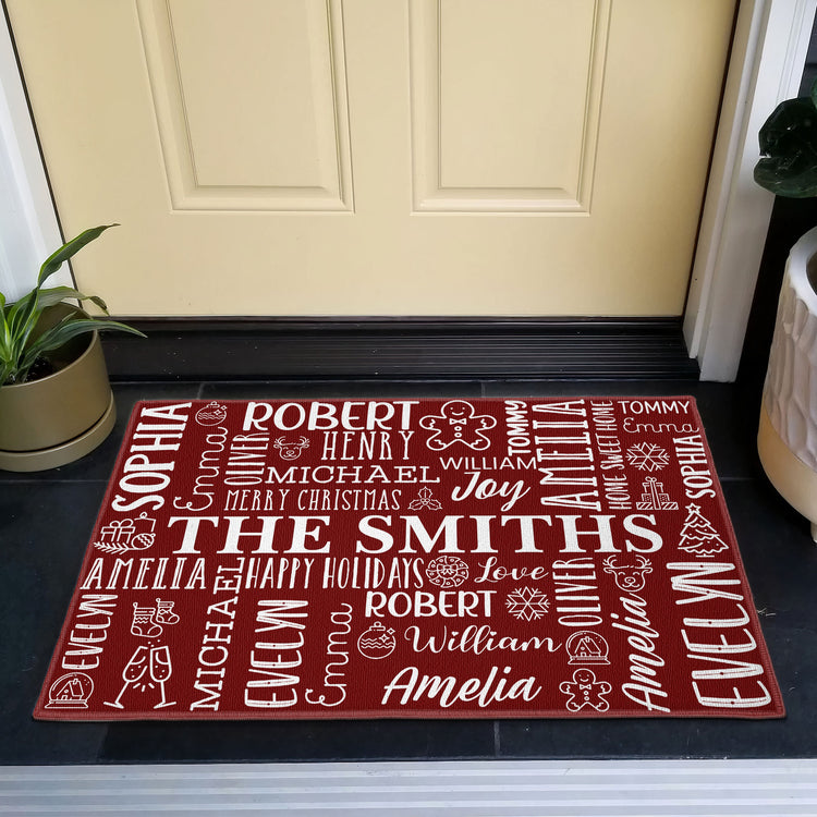 Custom Family Name Merry Christmas Home Sweet Home - Personalized Doormat 3