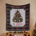 Custom Family Name On Christmas Tree Plaid Holiday Decor - Personalized Blanket 3