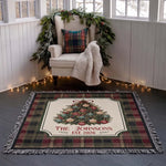 Custom Family Name On Christmas Tree Plaid Holiday Decor - Personalized Blanket 4