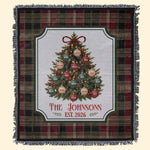 Custom Family Name On Christmas Tree Plaid Holiday Decor - Personalized Blanket 6