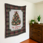 Custom Family Name On Christmas Tree Plaid Holiday Decor - Personalized Blanket 7