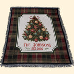 Custom Family Name On Christmas Tree Plaid Holiday Decor - Personalized Blanket 10