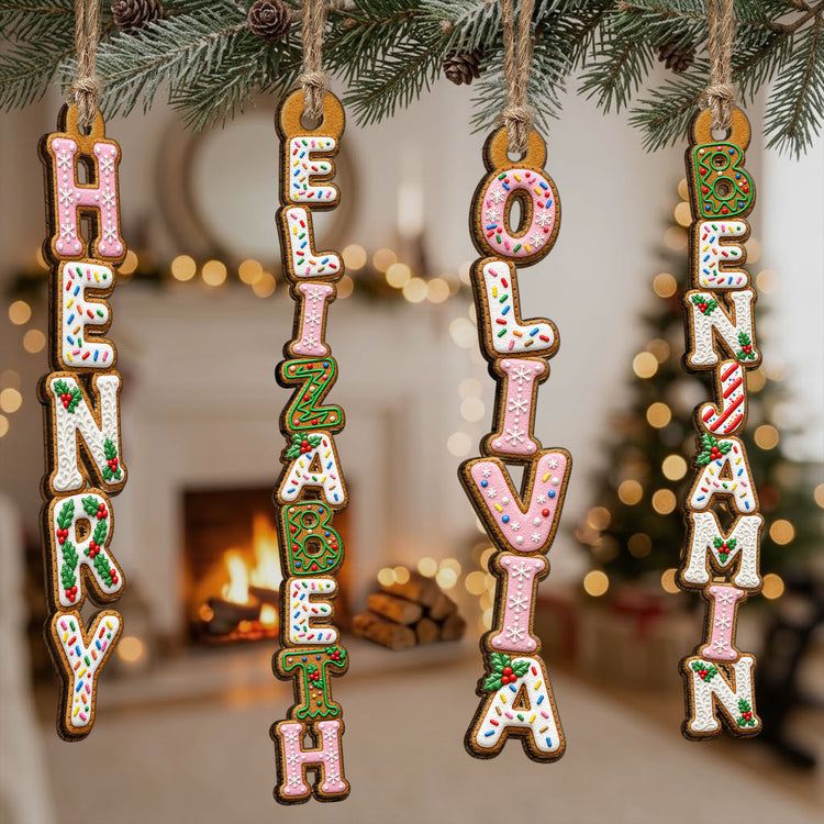 Custom Family Name Sprinkled Sugar Christmas Cookie - Personalized Ornament 1