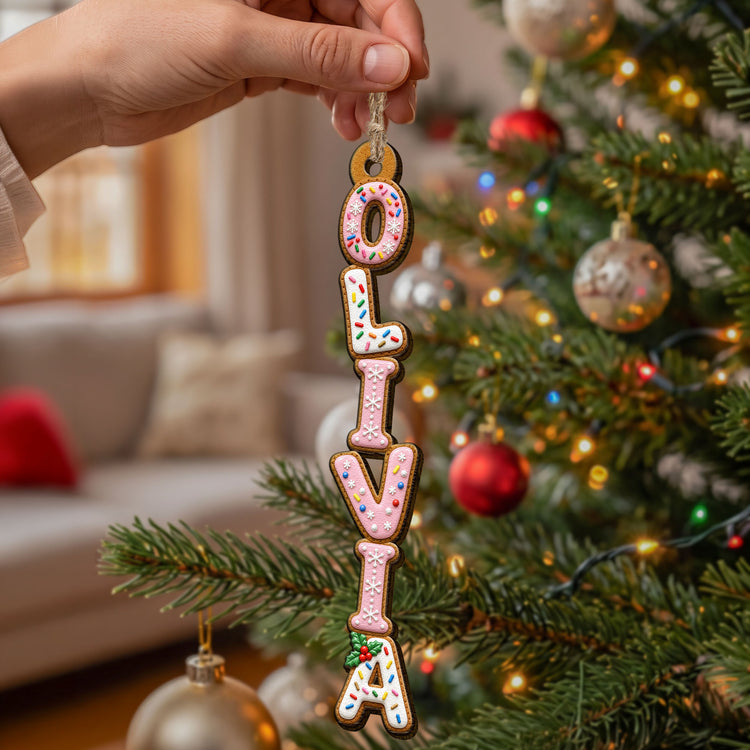 Custom Family Name Sprinkled Sugar Christmas Cookie - Personalized Ornament 4