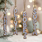 Custom Family Name Toile Ginger Bread Pattern Letter - Personalized Ornament 1