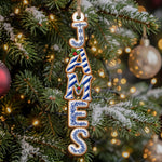 Custom Family Name Toile Ginger Bread Pattern Letter - Personalized Ornament 3