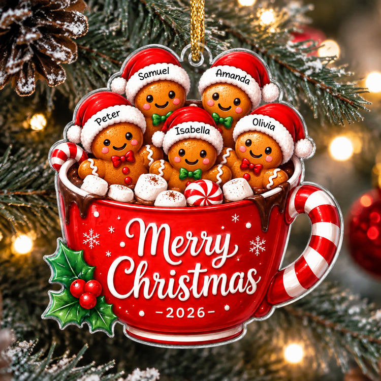Custom Family Names, Family Xmas, Gingerbread - Personalized Ornament 2