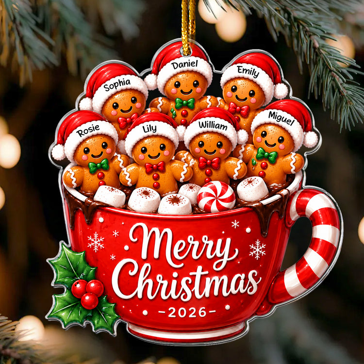 Custom Family Names, Family Xmas, Gingerbread - Personalized Ornament 3