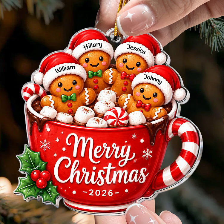 Custom Family Names, Family Xmas, Gingerbread - Personalized Ornament 4