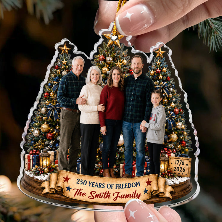 Custom Family Photo Christmas 250 Anniversary - Personalized Ornament 2