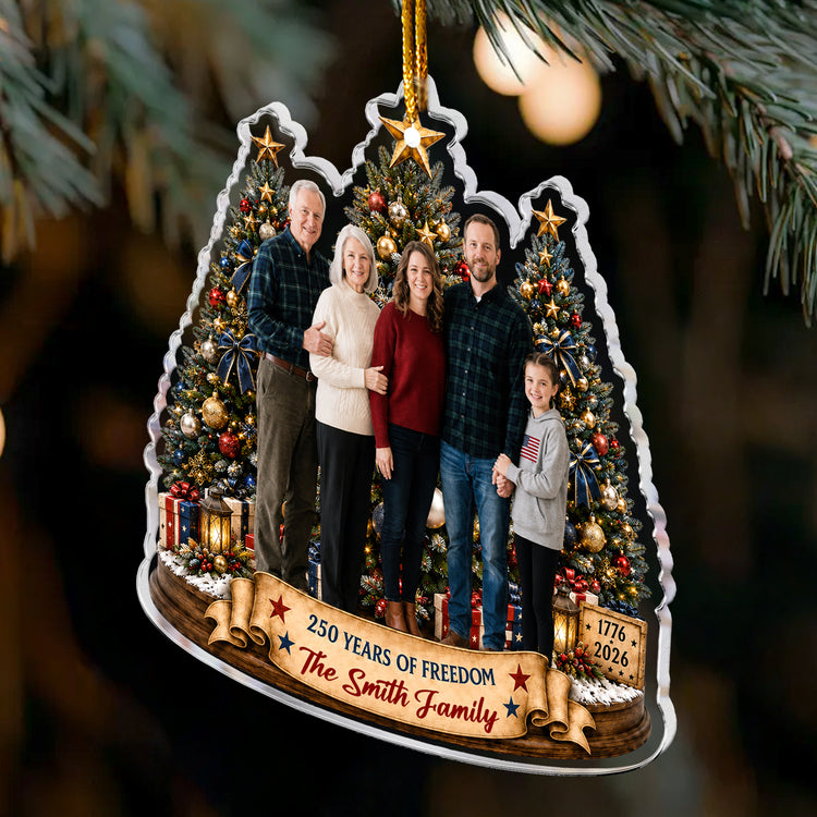 Custom Family Photo Christmas 250 Anniversary - Personalized Ornament 3