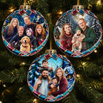 Custom Family Photo Stained Glass Christmas Gifts - Personalized Ornament 1