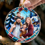 Custom Family Photo Stained Glass Christmas Gifts - Personalized Ornament 2