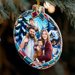 Custom Family Photo Stained Glass Christmas Gifts - Personalized Ornament 3