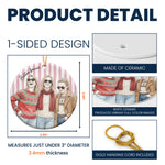 Custom Friends Photo Watercolor Art Striped Pattern - Personalized Ornament 8