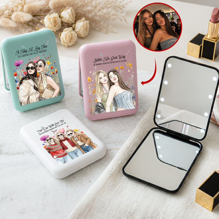 Custom Friendship Gifts Photo Watercolor For Her, BFFs, Soul Sisters - Personalized Mirror 1