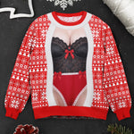 Custom Funny Christmas Sweater, Corset Novelty Knitted Pullover, Ugly Holiday Gift - Personalized Sweater 6