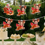Custom Funny Face Santa Claus Sleigh Boss & Reindeer White Elephant Office Xmas Party - Personalized Garland Banner 2