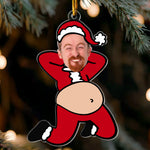 Custom Funny Face Santa Gifts For Him, Coworkers, Friends, Dad, Husband - Personalized Ornament 2