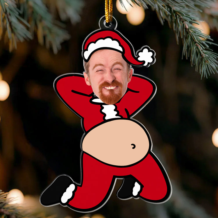Custom Funny Face Santa Gifts For Him, Coworkers, Friends, Dad, Husband - Personalized Ornament 2