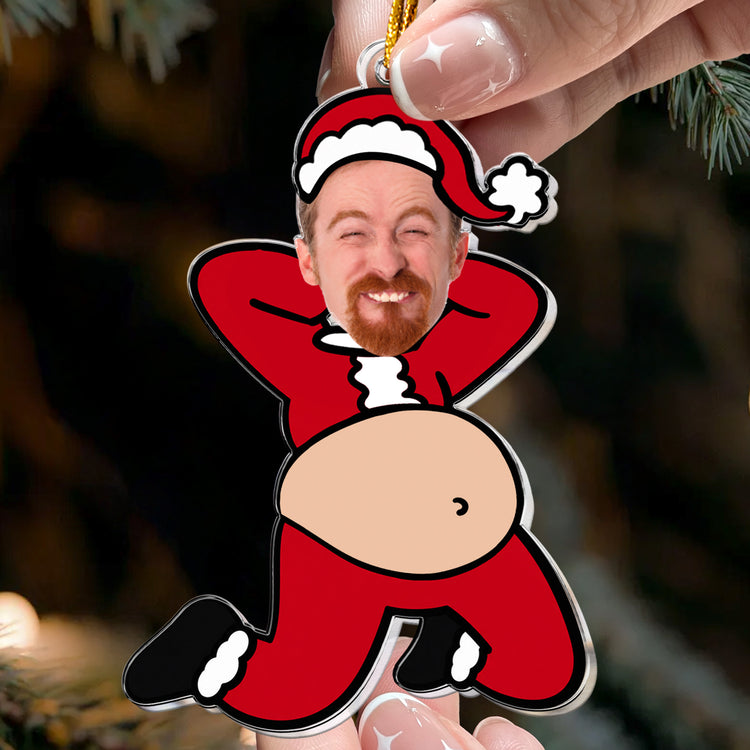 Custom Funny Face Santa Gifts For Him, Coworkers, Friends, Dad, Husband - Personalized Ornament 3