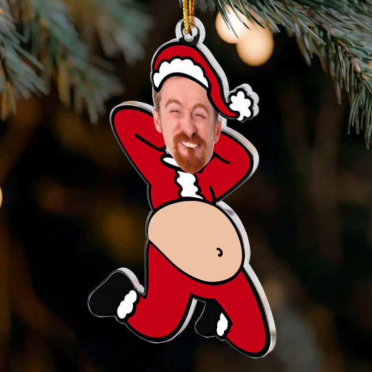 Custom Funny Face Santa Gifts For Him, Coworkers, Friends, Dad, Husband - Personalized Ornament 4