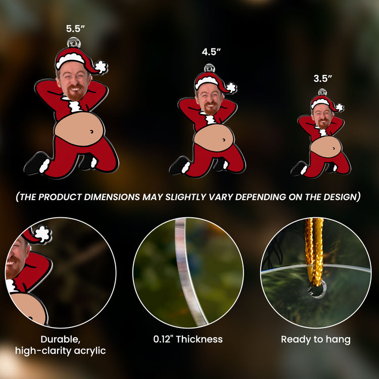 Custom Funny Face Santa Gifts For Him, Coworkers, Friends, Dad, Husband - Personalized Ornament 5