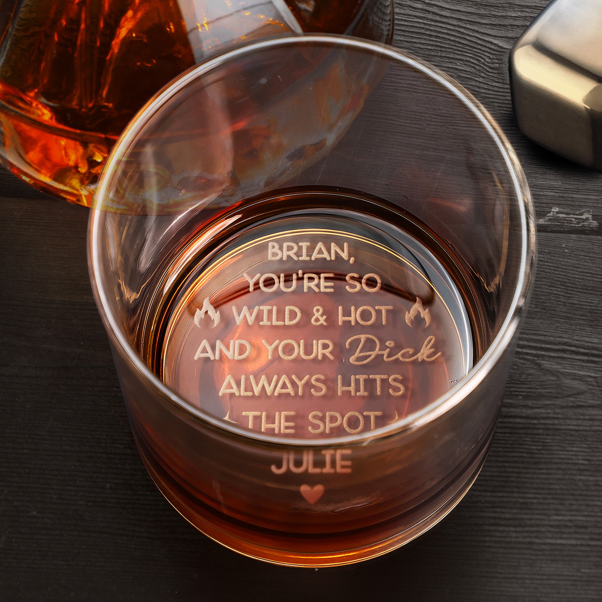 Custom Funny Message For Him, Husband - You Are Wild - Personalized Whiskey Glass 3