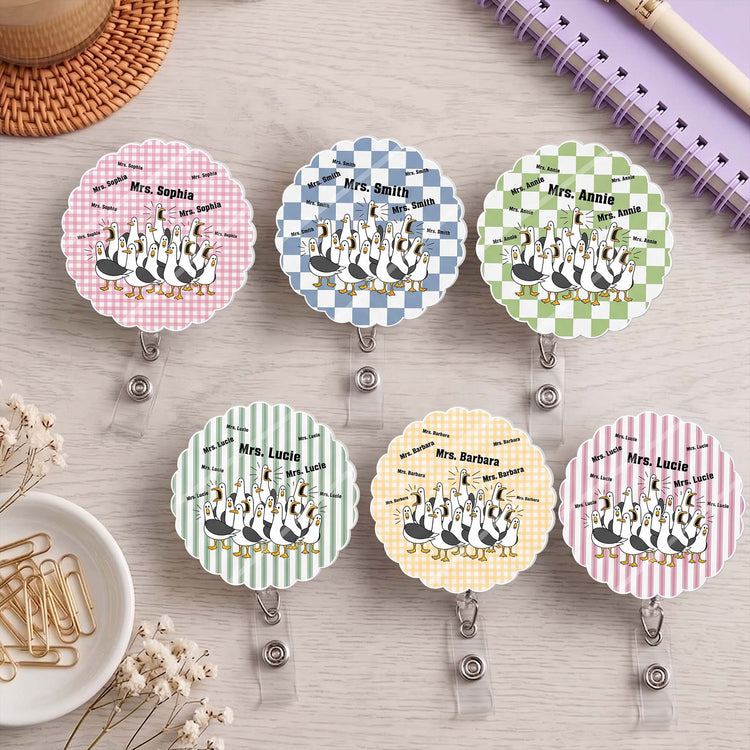 Custom Funny Seagulls Teacher Gift For Teacher Coworkers - Personalized Acrylic Badge Reel 1
