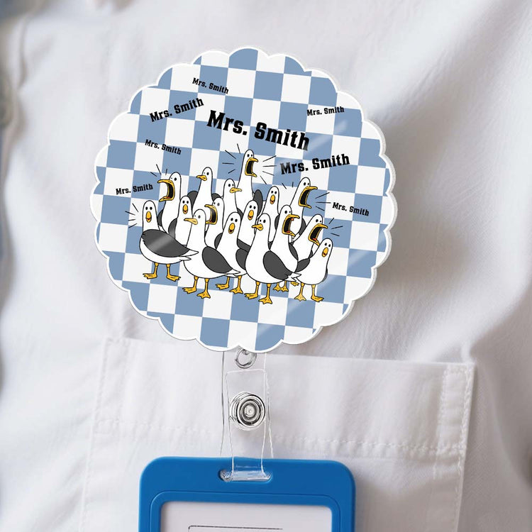 Custom Funny Seagulls Teacher Gift For Teacher Coworkers - Personalized Acrylic Badge Reel 2