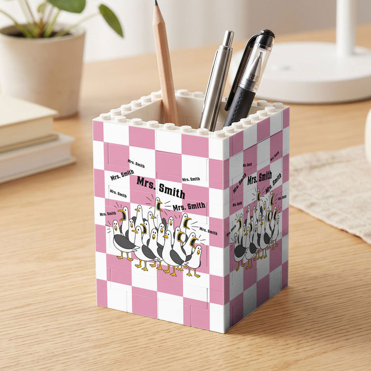 Custom Funny Seagulls Teacher - Personalized Pen Holder 1
