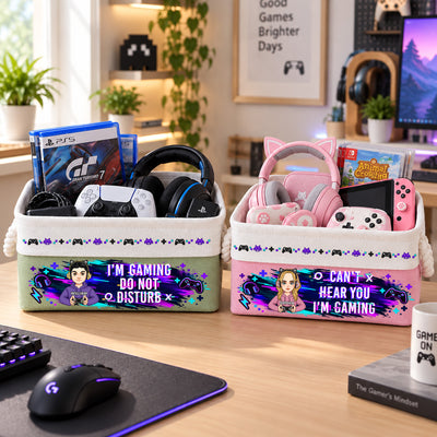 Custom Game Lovers Gift For Gaming Boy, Girl, Daughter, Son - Personalized Storage Basket
