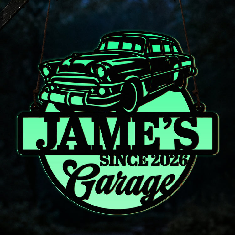 Custom Garage Decor, Biker Handy Man Glowing Wall Art Gift - Personalized Wood Sign 5