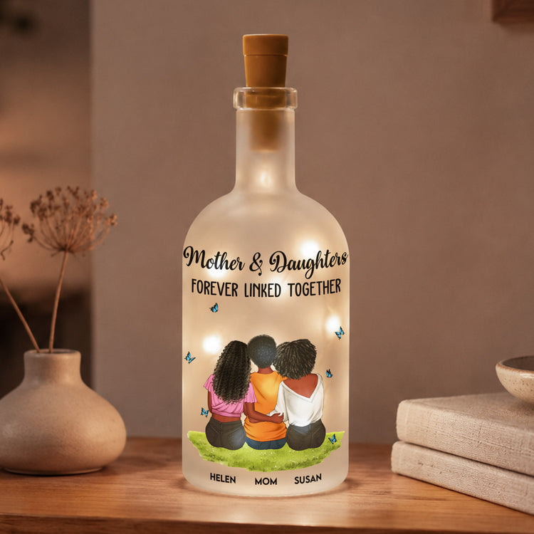 Custom Gifts Mother & Daughter Forever Linked Together Gifts For Mom, Daughter - Personalized Bottle Lamp 3