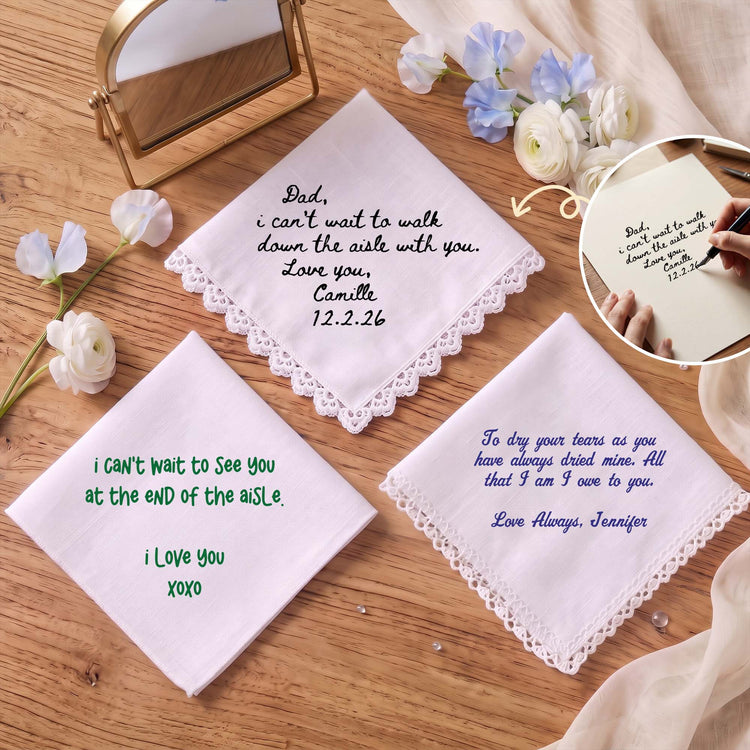 Custom Hand-writing Wedding Gifts From Bride To Groom, Mom, Dad - Personalized Handkerchief 1