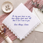 Custom Hand-writing Wedding Gifts From Bride To Groom, Mom, Dad - Personalized Handkerchief 2