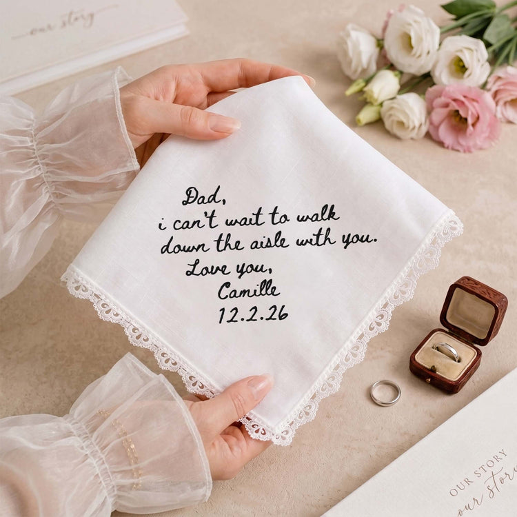Custom Hand-writing Wedding Gifts From Bride To Groom, Mom, Dad - Personalized Handkerchief 5