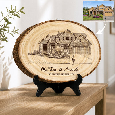 Custom Home Sweet Home Sketch Line Art Gifts For Couple, Family - Personalized Wooden Plaque